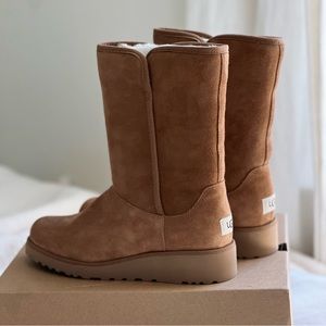 UGG Amie Slim Wedge Boots Cognac 8M (No Box)